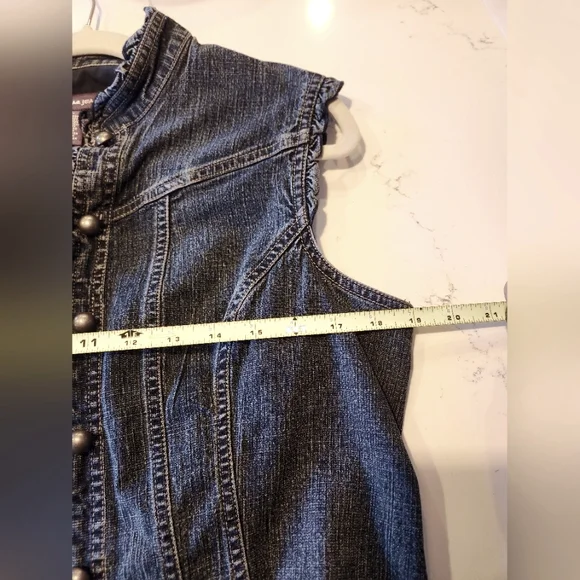 Jones Wear Denim Vest with Silver Buttons - Picture 10 of 11